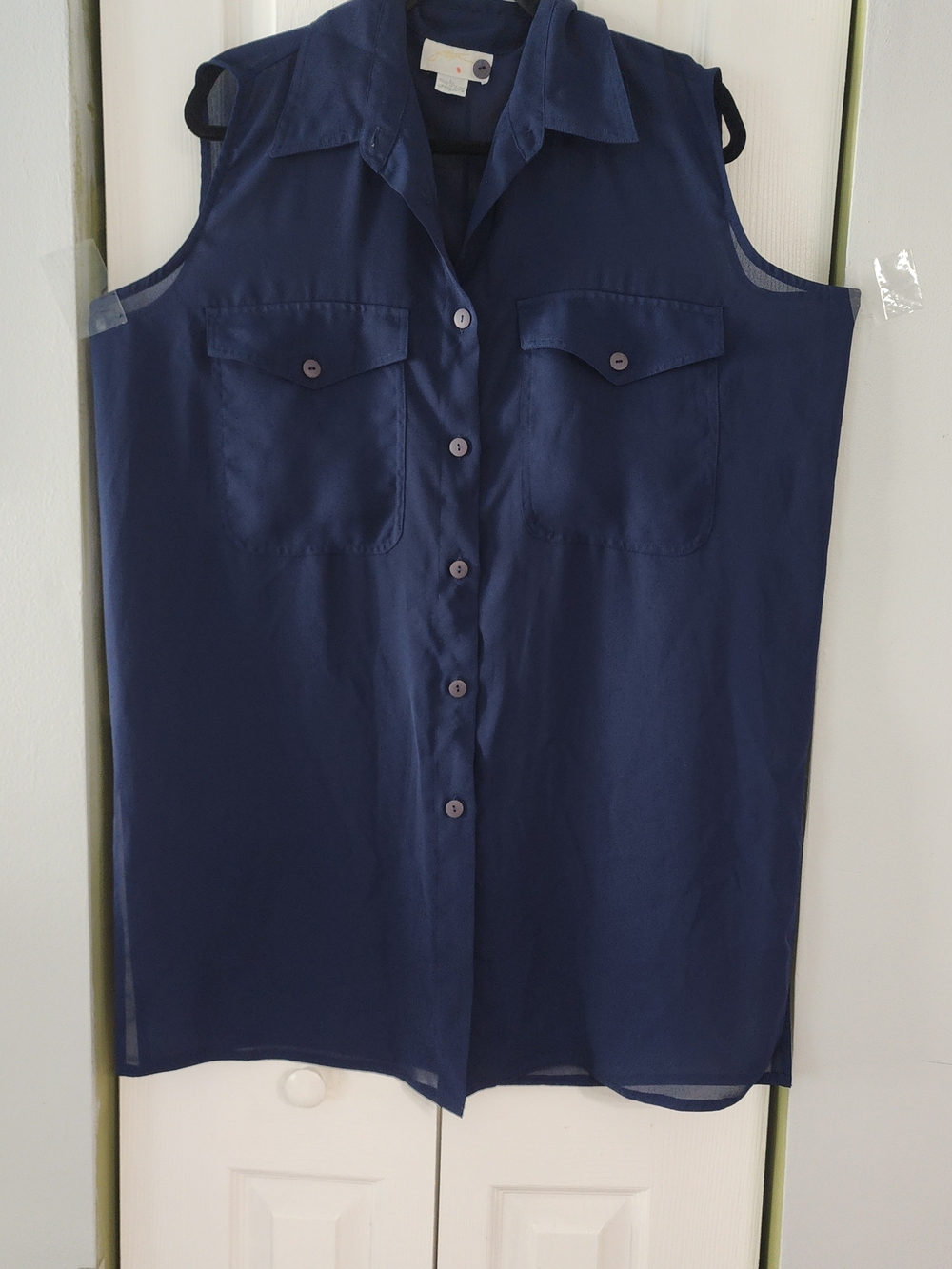 Gottex Vitage Sheer Swim Wear Cover-up. Navy Sleeveless Vitage Tunic  Size L - Picture 2 of 8